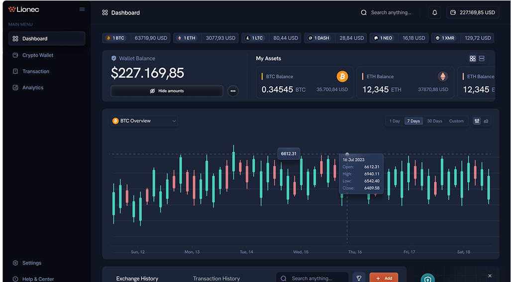 Lionec dashboard