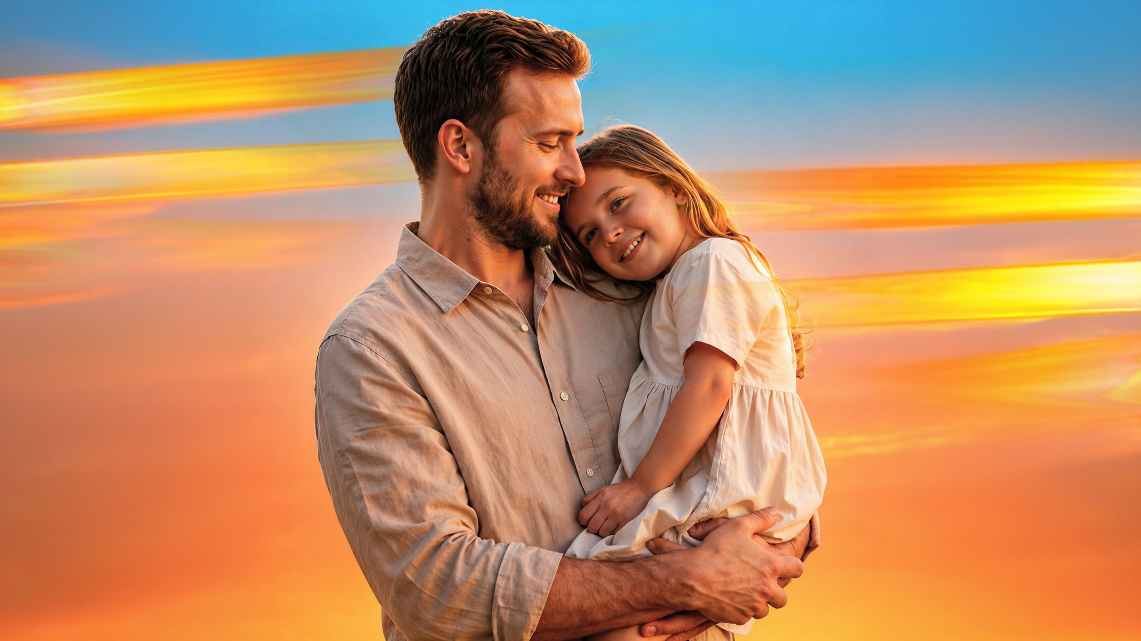 Father holding his daughter